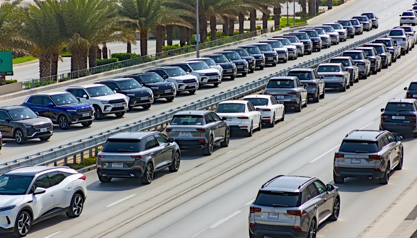 Modern fleet of cars for toll way travel in Dubai