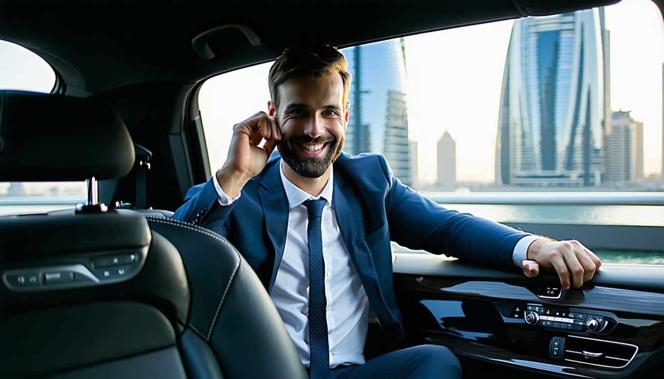 Professional chauffeur assisting traveller in Dubai